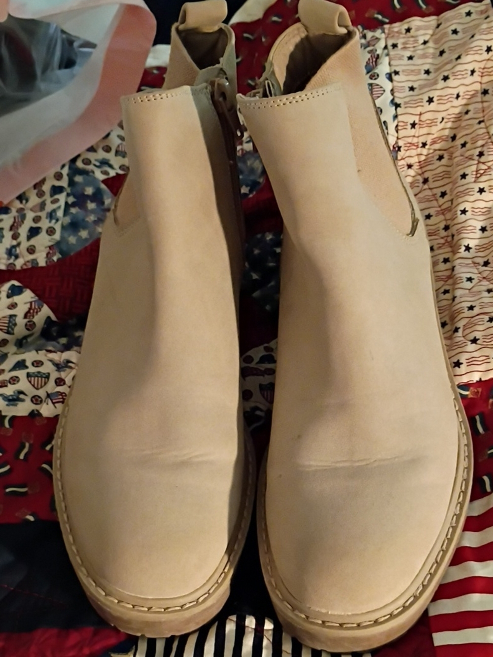 Beige Suede Chelsea Boots